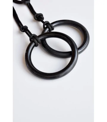Gymnastic rings FunActive black by NUKI with black rope color