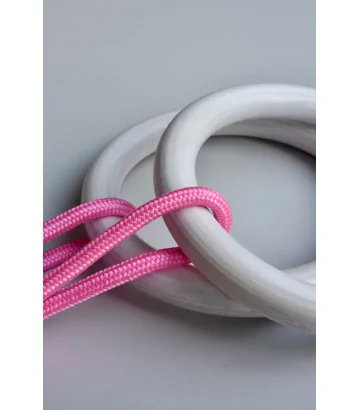 Anneaux de gymnastique FunActive blancs de NUKI avec corde rose