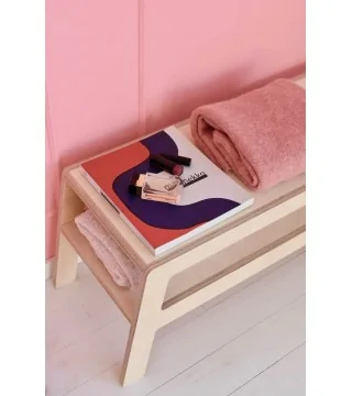 wooden bench FLEX Soft by NUKI with shelf and space for a soft blanket