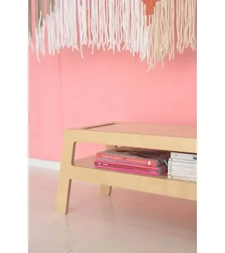 wooden bench FLEX Soft by NUKI with shelf and space for a soft blanket