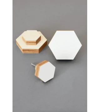 BOUTON DE MEUBLE HEXAGONE BLANC