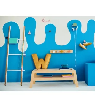 wooden bench FLEX Soft by NUKI with shelf and space for a soft blanket