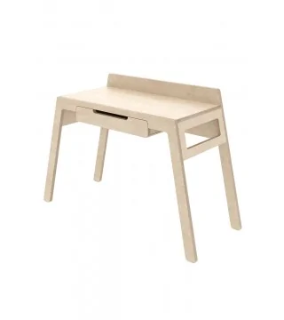 Bureau en bois FLEX Handy de NUKI en bois de bouleau naturel de couleur naturelle avec tiroir et cintres sur le côté