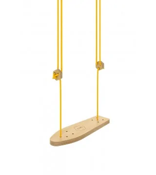 Kids swing Skateboard natural wood by Nuki with yellow rope