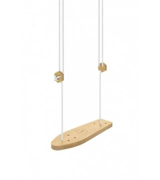 Kids swing Skateboard natural wood by Nuki with white rope