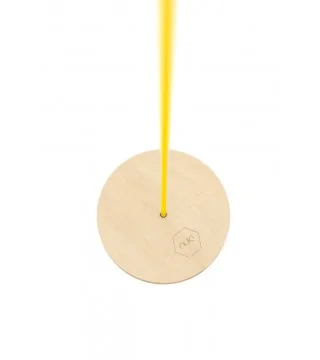Kids swing Circle natural wood by Nuki with a yellow rope