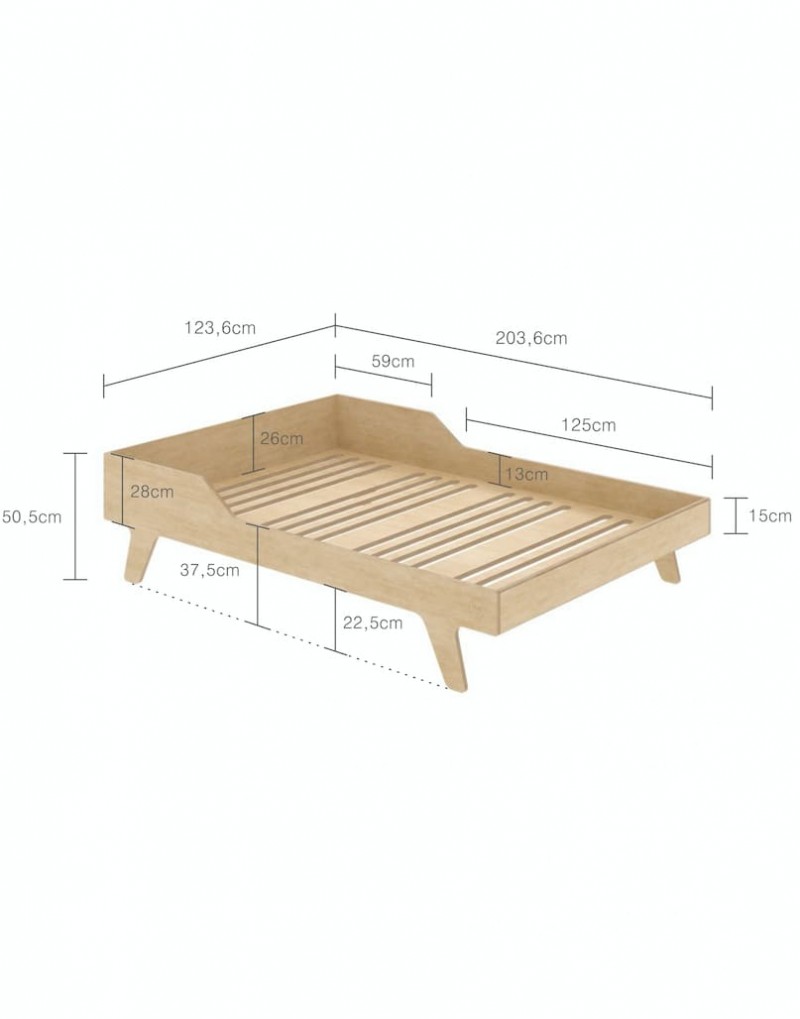 Das weiße dream nuki kinderbett ist ein bett aus sperrholz im