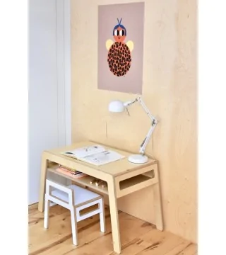 bureau enfant en bois avec étagère FLEX Comfy en contreplaqué de bouleau par NUKI