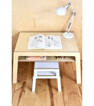 bureau enfant en bois avec étagère FLEX Comfy en contreplaqué de bouleau par NUKI