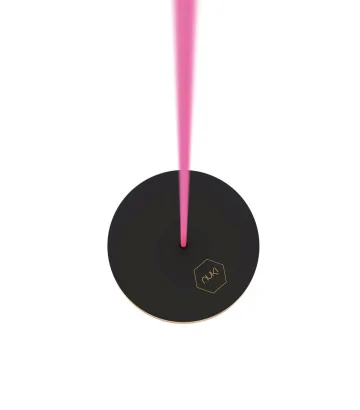 Circle wooden black swing NUKI with pink rope