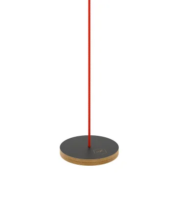 Circle wooden black swing NUKI with red rope