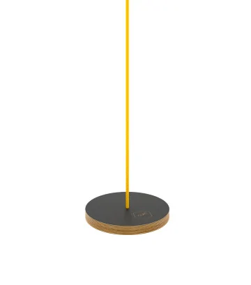Circle wooden black swing NUKI with yellow rope