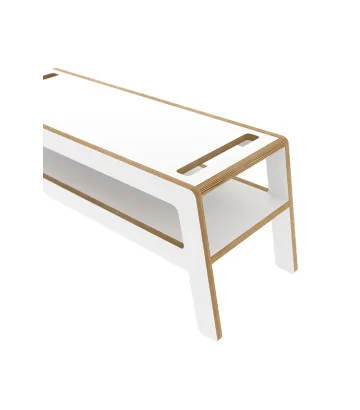 white bench FLEX Soft by NUKI with shelf and space for a soft blanket