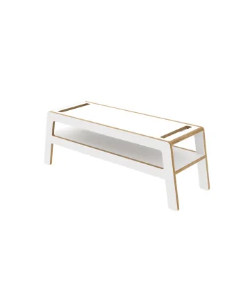 white bench FLEX Soft by NUKI with shelf and space for a soft blanket