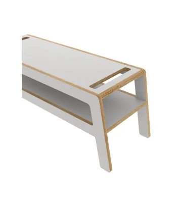 Gray bench FLEX Soft by NUKI with shelf and space for a soft blanket